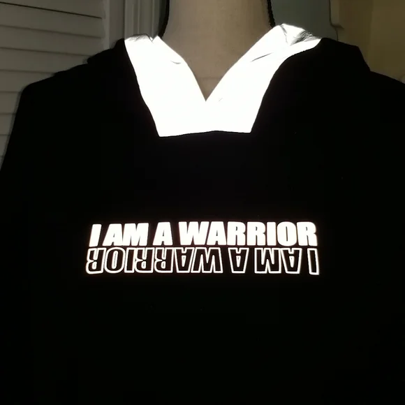 Black, crop, hooded, I am a warrior top - Picture 8 of 13
